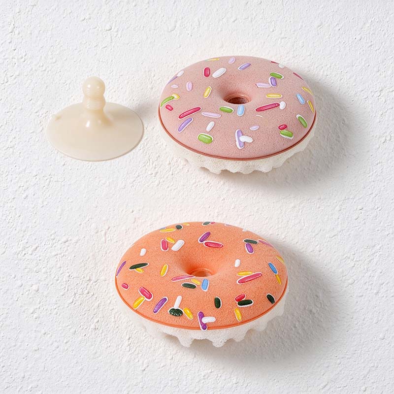 CouldNook Donut Dish Sponge - Printed Icing Face And Suction Holder Options