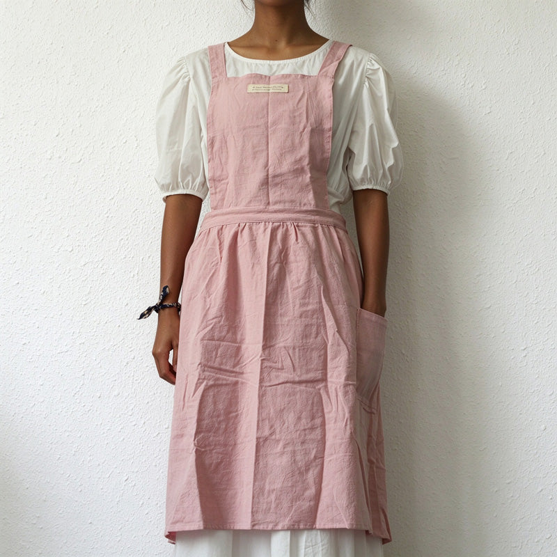 CouldNook Gathered Waist Work Apron - Twin Patch Pockets