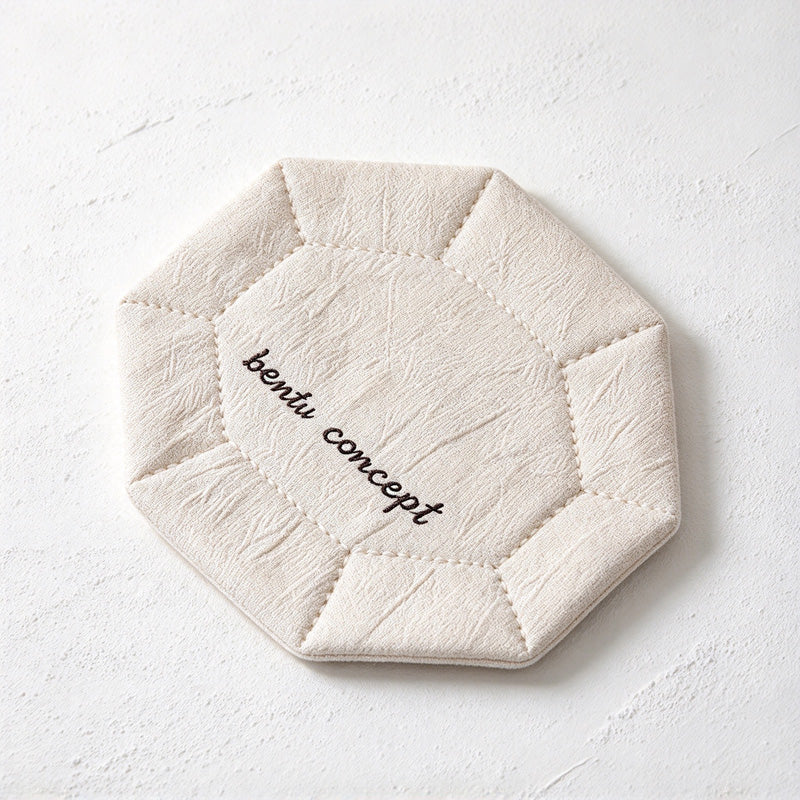 CouldNook Embroidered Coaster - Quilted Fabric Border and Octagonal Shape Choices