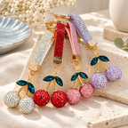 CouldNook Cherry Keychain - Twin Rhinestone Fruits and Coordinating Short Strap