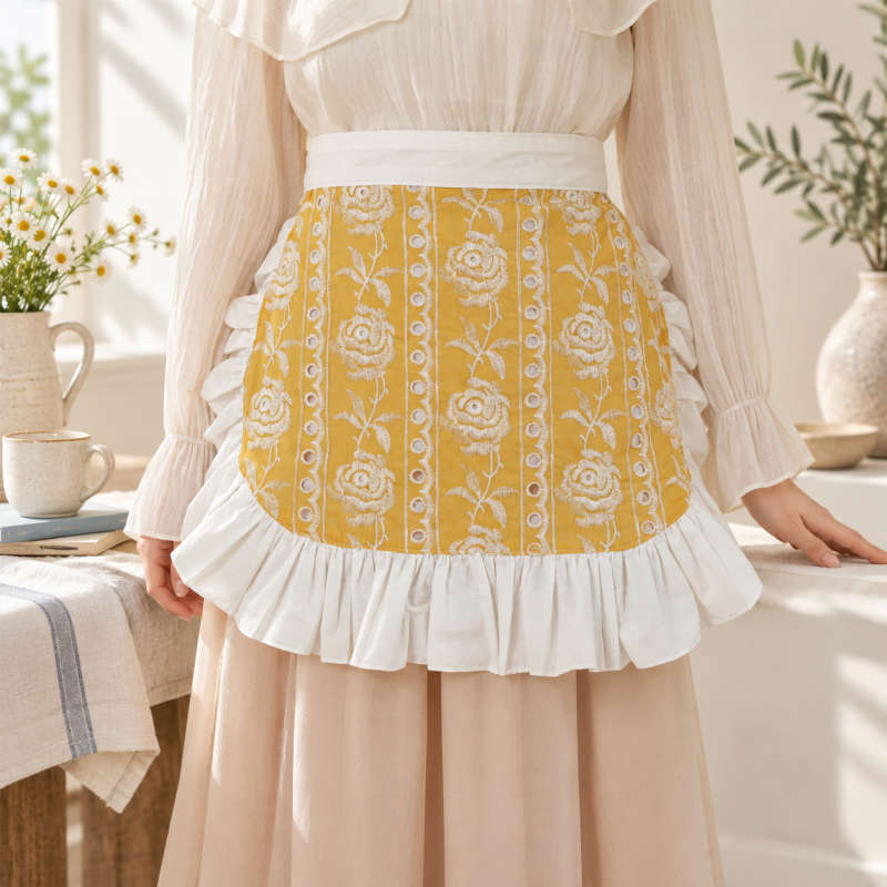 CouldNook Patterned Cooking Apron - Visible Embroidered Detail Kitchen Wear