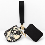 CouldNook Wristlet Pouch Set - Floral and Plain Zippered Compartments