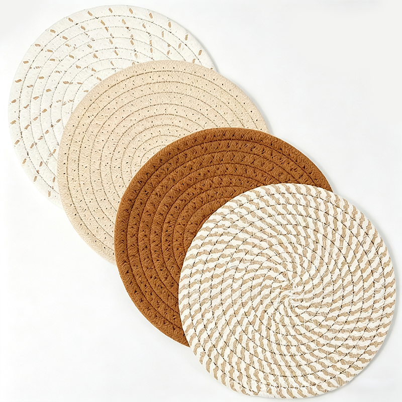 CouldNook Woven Round Drink Coaster - Warm Table Accent