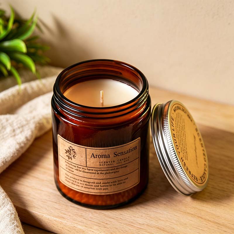 CouldNook Amber Jar Scented Candle - Printed Label And Two Volume Options