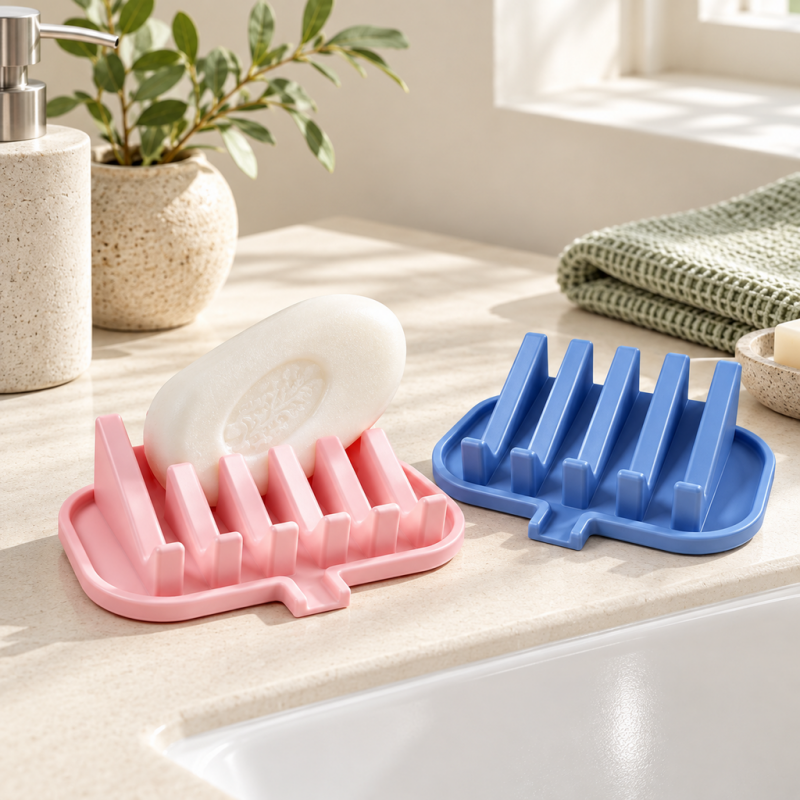 CouldNook Silicone Soap Tray - Five Sloping Ridges and Front Drainage Channel