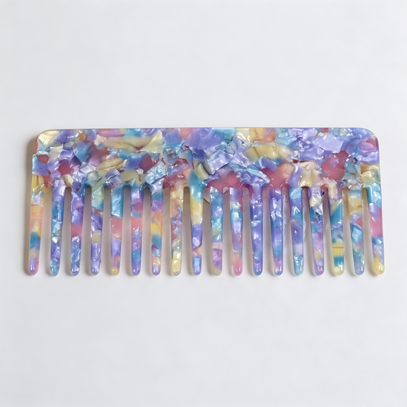 CouldNook Rectangular Marble Acetate Comb‑Wide Tooth Hair Comb