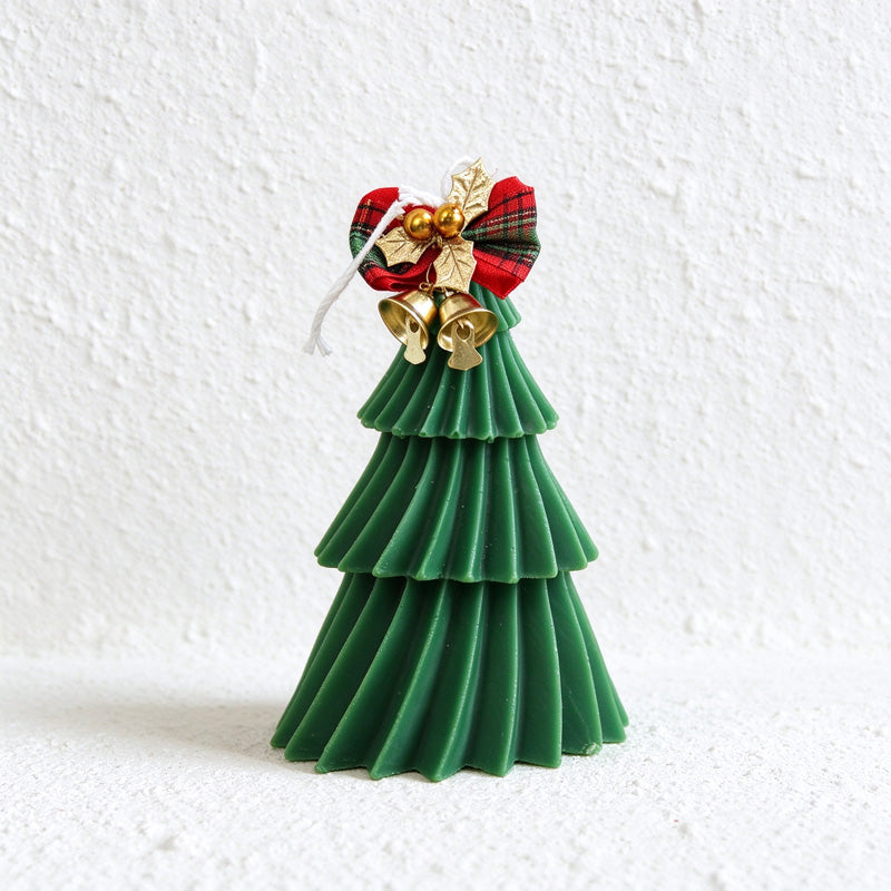 Christmas Fir Scented Tree Candles with Snowy Details