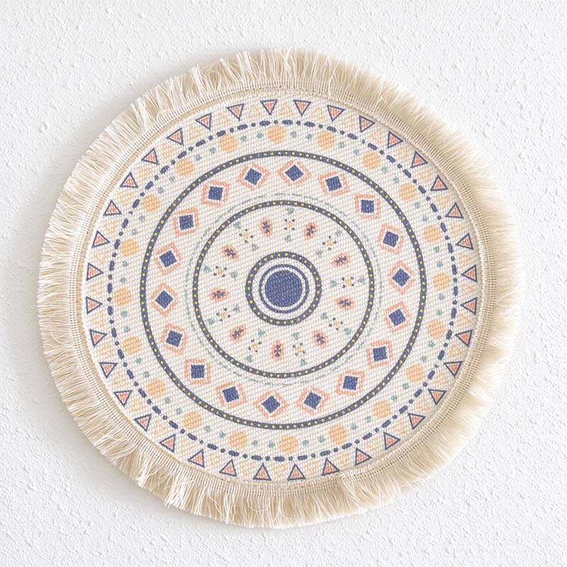 CouldNook Mandala Fringed Table Mat - Round Print