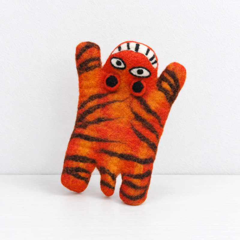 CouldNook Felted Animal Coaster - Sculpted Character Shapes Accent