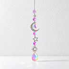 CouldNook Celestial Suncatcher - Silver-Toned Motifs and Linked Faceted Decorations
