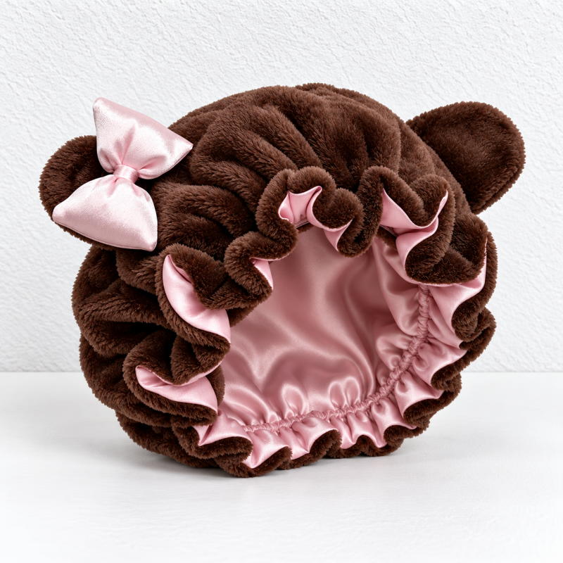 CouldNook Bear Ear Sleep Bonnet - Ruffled Bow Detail