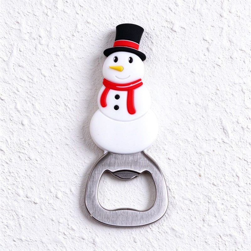 Magnetic Christmas Bottle Opener with Silicone Holiday Character