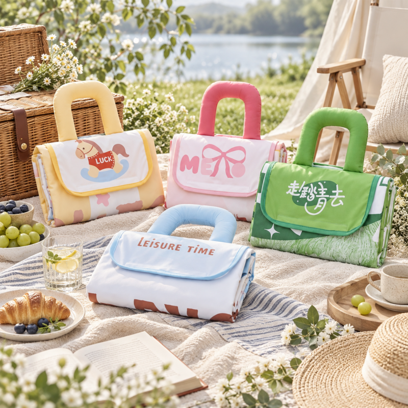 CouldNook Cartoon Foldable Picnic Mat - Handled Outdoor Design