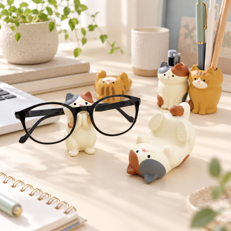 CouldNook Animal Desk Holder - Cat and Tiger Shapes for Everyday Essentials