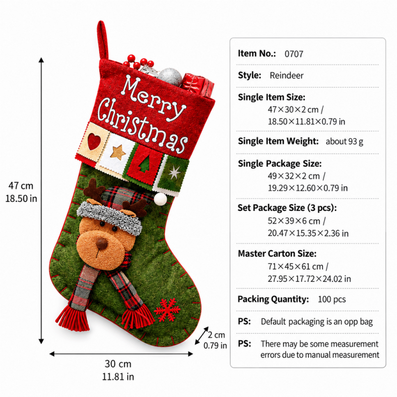 CouldNook Character Christmas Stocking - Raised Festive Face