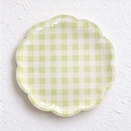 CouldNook Scalloped Paper Plates - Gingham Checks Or Colored Borders