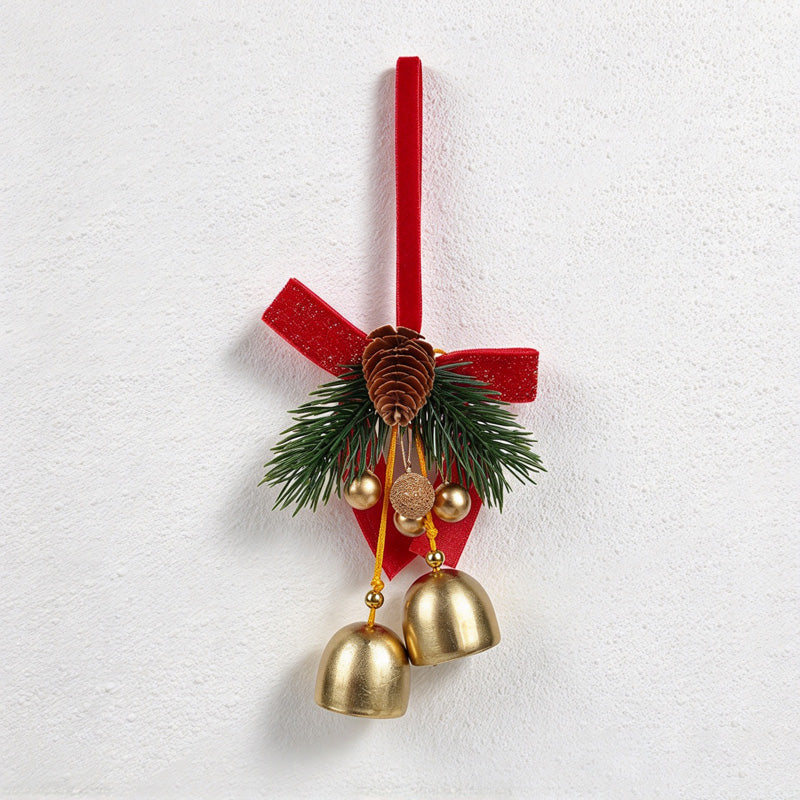 CouldNook Christmas Bell Ornament - Ribbon Bows and Seasonal Sprigs