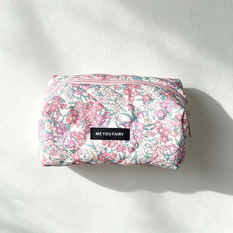 CouldNook Floral Quilted Cosmetic Bag - Padded Zip Pouch Styles
