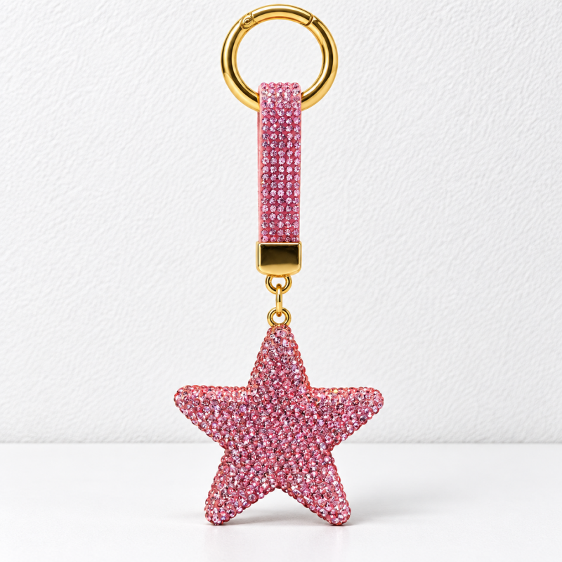 CouldNook Star Keychain - Raised Rhinestone Shape and Matching Decorative Strap