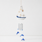 CouldNook Wooden Sailboat Wind Chime - Nautical Hanging Designs