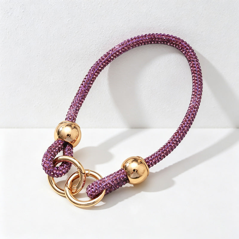 CouldNook Rhinestones Set Short Phone Strap with Rounded Bead Sections
