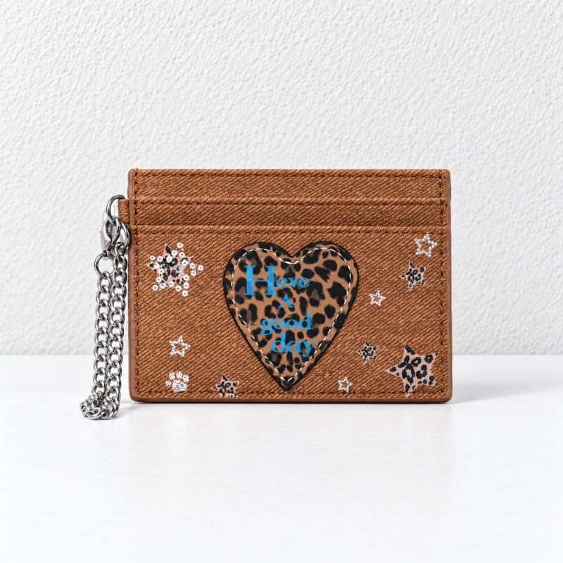 CouldNook Leopard Heart Card Holder - Chain Loop