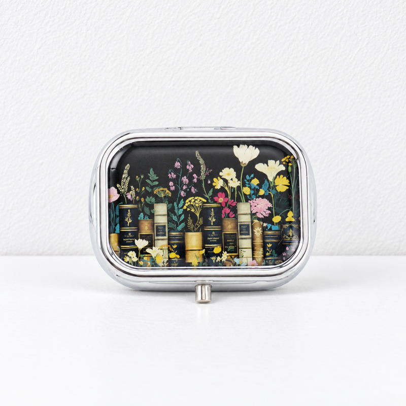 CouldNook Mirror Pill Box - Divided Interior And Rounded Rectangular Lid