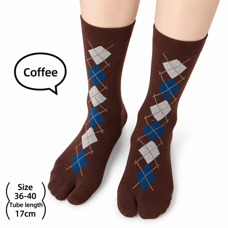 CouldNook Argyle Split-Toe Socks - Diamond Pattern
