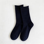 CouldNook Rolled Cuff Slouch Socks - Plain Knit And Neutral Color Range