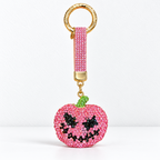 CouldNook Pumpkin Keychain - Rhinestone Face and Contrasting Green Stem