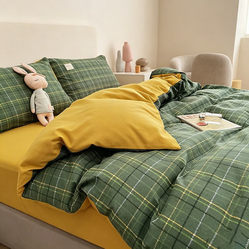 CouldNook Vibrant Plaid Duvet Cover - Ultra-Soft Washed Cotton Feel Bedding