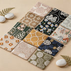 CouldNook Vintage Embroidered Fabric Coaster - Japanese Floral Square Mug Mat