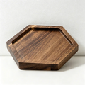 Acacia Wood Hexagonal Serving Plates- Versatile Tray for Tea, Snacks & Decor