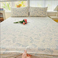 Ins Style Floral Fitted Sheet - Washed Cotton Deep Pocket Mattress Protector