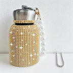 CouldNook 10oz Bling Rhinestone Mini Tumbler - Pearl Handle, Silver Lid (Solid Color Series)