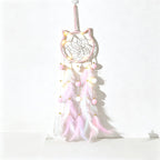 CouldNook Dreamcatcher-Handmade Star Moon Cat Shaped Feather Pom Pom Dream Catcher Wind Chime