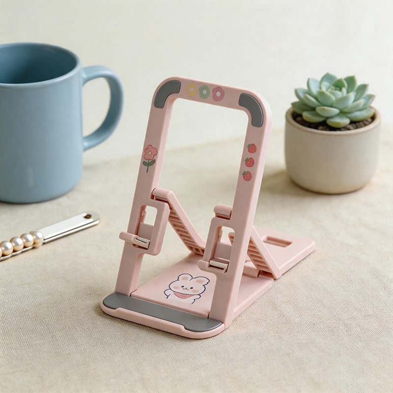 CouldNook Cute Foldable Phone Stand - Adjustable Desk Holder with DIY Stickers