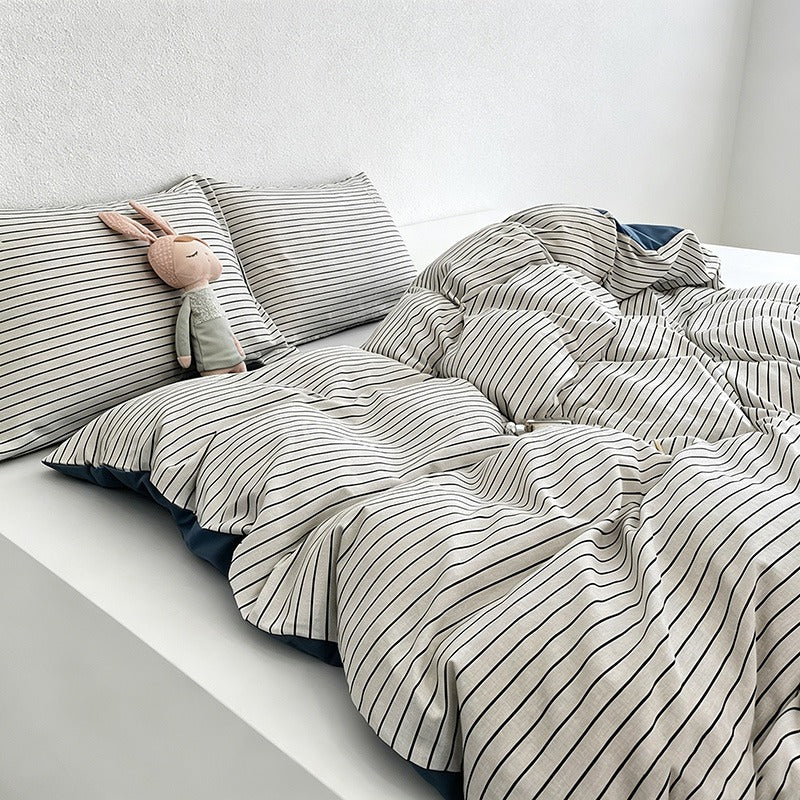 CouldNook Modern Striped Duvet Cover - Ultra-Soft Washed Cotton Feel Bedding