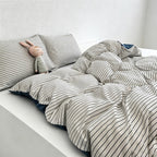 CouldNook Modern Striped Duvet Cover - Ultra-Soft Washed Cotton Feel Bedding