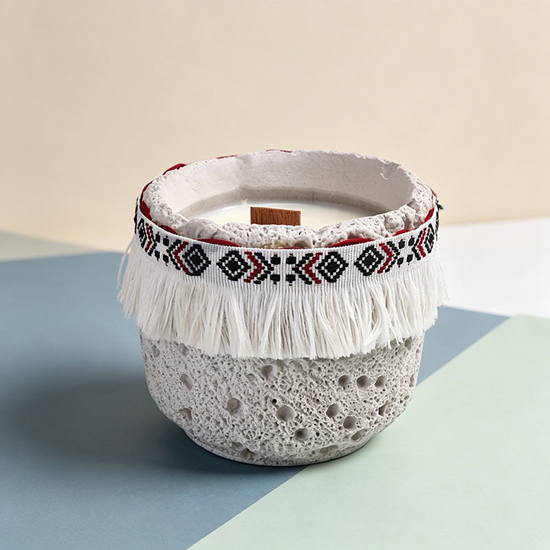 CouldNook Bohemian Fringe Scented Candle - Textured Wabi-Sabi Decor