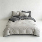 CouldNook Reversible Solid Duvet Cover - Ultra-Soft Washed Cotton Feel (Light Colors)