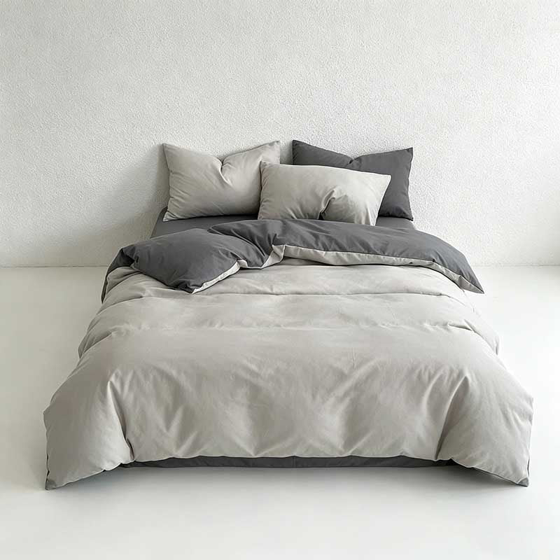 CouldNook Reversible Solid Duvet Cover - Ultra-Soft Washed Cotton Feel (Light Colors)