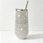 CouldNook Rhinestone Tumblers-6oz Stainless Steel Vacuum Insulated U-Shaped Eggshell Coffee Cup with Straw