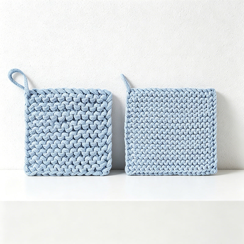 CouldNook Chunky Knit Cotton Trivet - Hand-Woven Square Heat Pad