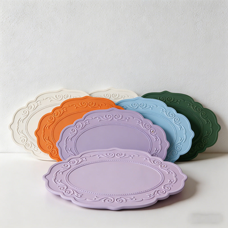 CouldNook Vintage Embossed Silicone Placemat - French Lace Heat Resistant Table Mat