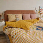 CouldNook Minimalist Gingham Duvet Cover - Ultra-Soft Washed Cotton Feel Bedding
