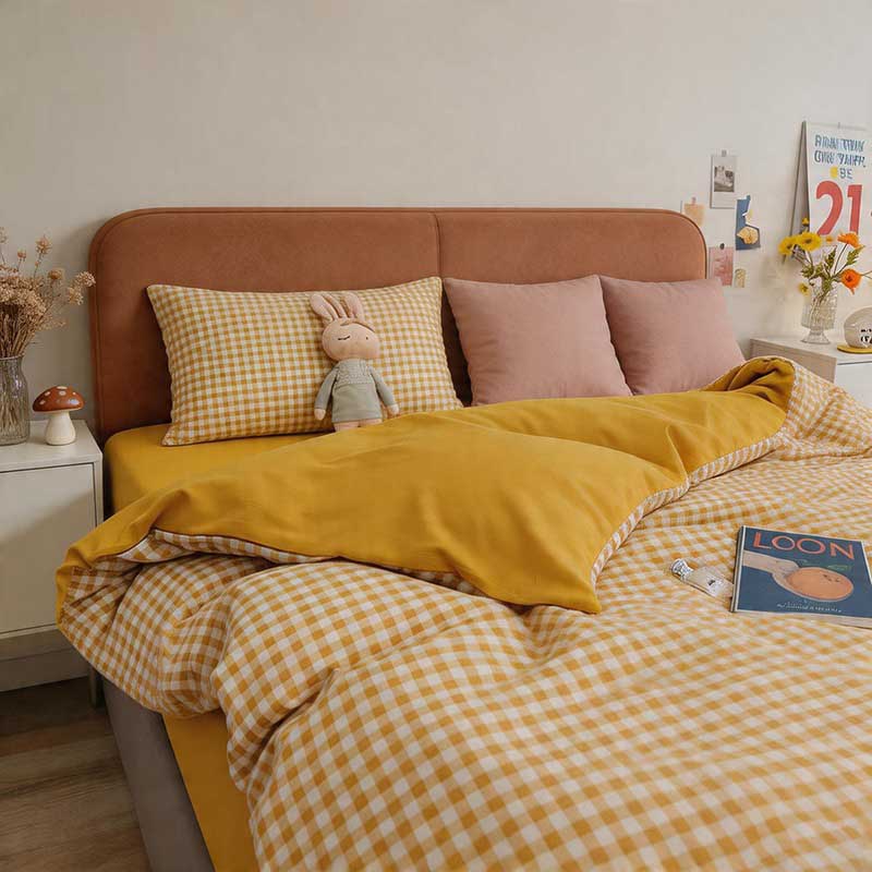 CouldNook Minimalist Gingham Duvet Cover - Ultra-Soft Washed Cotton Feel Bedding