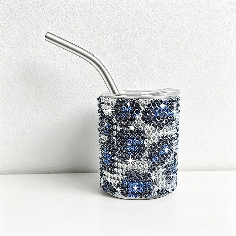 CouldNook Tumbler-3oz Rhinestone Straight Insulated Tumbler with Straw Mini Shot Glass Portable Car Cup