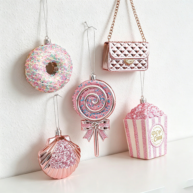 Pink Glitter Christmas House Wall Decor - 3D Hanging Christmas Decoration