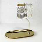 Rotating Carousel Candle Holders Candle Making Kits - Gold Tray Dreamcatcher Windmill for Scented Candles